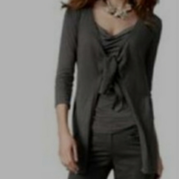 CAbi Sweaters - CAbi Gray Cotton Tie front Duster Cardigan 706